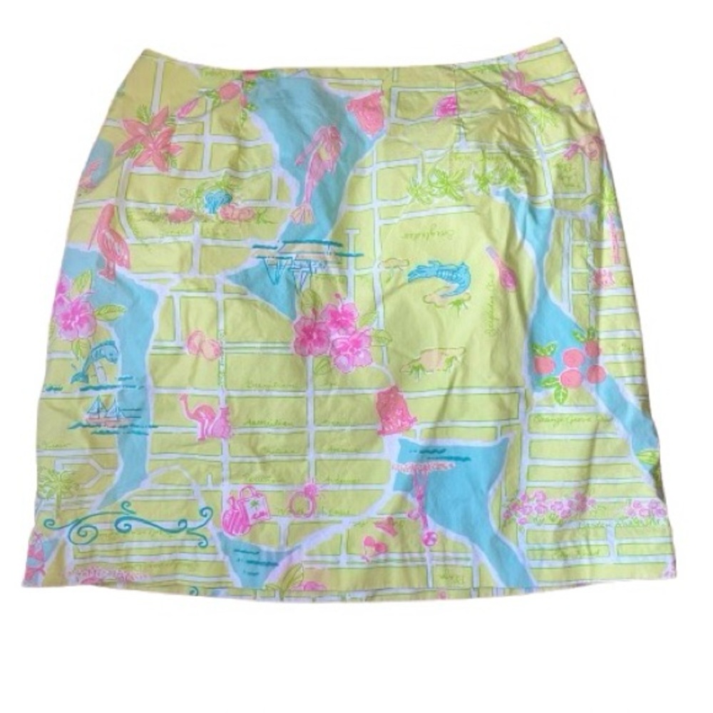 Vintage Lilly Pulitzer Miami Map Floral Skirt